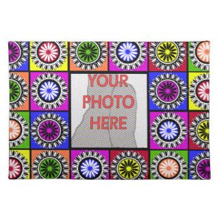 Personalized photo pop art floral patterned placemat