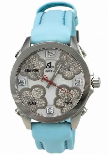 Jacob & Co. JCMATH12  Watches,Womens Five Time Zone Silver Mother of Pearl Dial Baby Blue Rubber, Luxury Jacob & Co. Quartz Watches