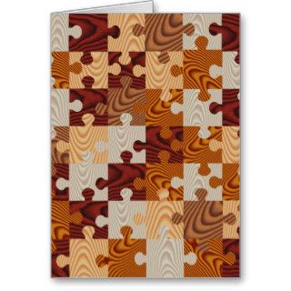 Faux wood jigsaw puzzle greeting cards