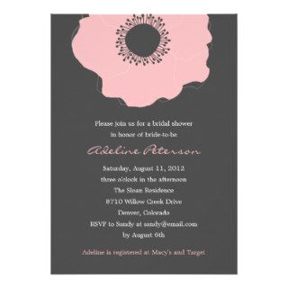 Modern Poppy Bridal Shower Invitations (Pink) Announcement