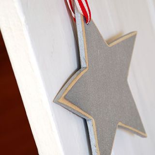 handmade wooden stars in silver, red & white by lumme