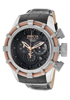 Invicta 11041  Watches,Mens Bolt/Reserve Chrono Black Dial Genuine Shiny Black Leather, Chronograph Invicta Quartz Watches