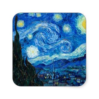 Starry Night Painting By Painter Vincent Van Gogh Square Stickers