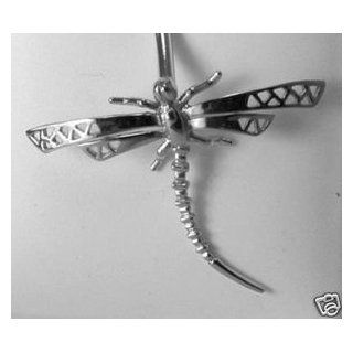 Solid 14K White Gold Belly Naval Ring 1.36g Sweet Dragonfly 35mm Long Body Piercing Rings Jewelry