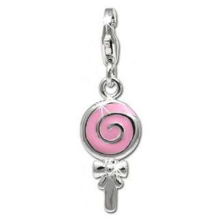SilberDream Charm lollipop pink, 925 Sterling Silver Charms Pendant with Lobster Clasp for Charms Bracelet, Necklace or Earring FC627 Clasp Style Charms Jewelry