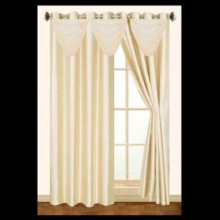 Editex 627VAL3701 Elaine Waterfall Faux Silk Valance with 2 Grommets without Trim in Beige   Window Treatment Horizontal Blinds