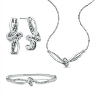 Diamond Accent Three Piece Knot Set in Sterling Silver   Zales