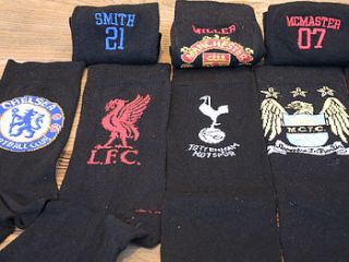 personalised football team socks by alphabet interiors