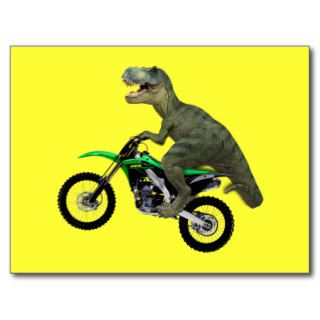 Tyrannosaurus T. Rex Dinosaur Riding Motorcycle Postcards