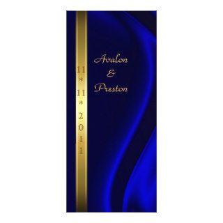 Marquis Blue Silk Gold Wedding Program Rack Card Design