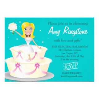 311 Miss Wright Blonde Teal Personalized Invitation