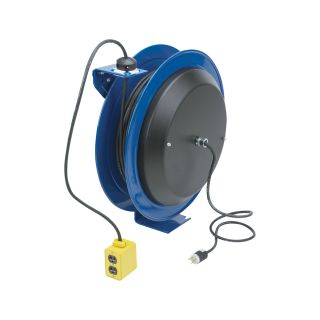 Coxreels PC Series Power Cord Reel with Quad Receptacle — 100 Ft., Model# PC24-0012-B  Cord Reels