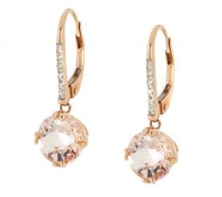 3.00 ct tw Round Morganite & Diamond Accent Dangle Earrings, 14K —