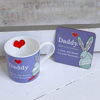 daddy 'i'm your favourite' mug and coaster by lush baby