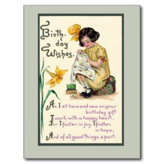 Old Fashioned Birthday Wishes vinrage card Postcards