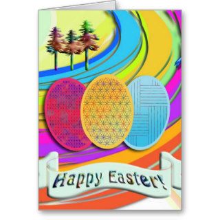 Colorful Easter Eggs and Bunny Rabbits Card