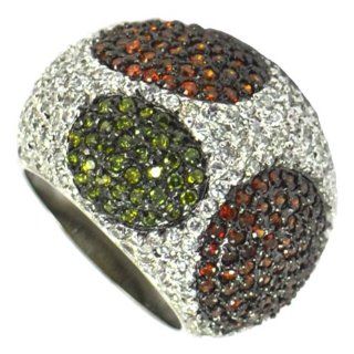 Chunky Amber & Peridot Oval Ring Jewelry