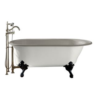 KOHLER Iron Works 66 in L x 36 in W x 24.5 in H Cashmere Cast Iron Oval Clawfoot Bathtub with Left Hand Drain