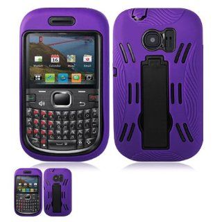 Huawei M636 Pinnacle II Purple And Black Hardcore Kickstand Case Cell Phones & Accessories