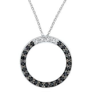 White and Black Diamond Circle Pendant 14k White Gold (0.25 ct) Jewelry