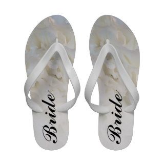 White Floral Bridal Wedding Flip Flops