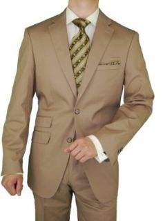 Bianco Brioni Men's Taupe Cotton Stretch Modern Fit Ticket Pocket Suit at  Mens Clothing store