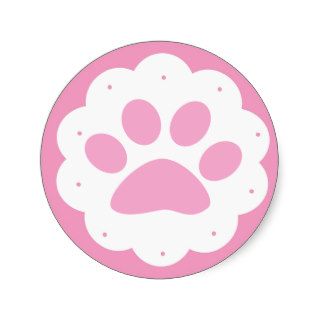 cute girly pink paw print stickers