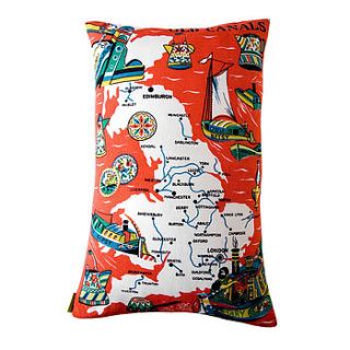 uk map bargeware upcycled vintage cushion by hunted and stuffed