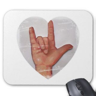 ASL "I LOVE YOU" HEART SHAPE #2 MOUSE MAT