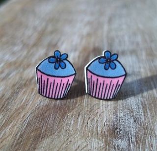 flower cupcake earrings by bubble & mimi