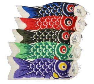 Cloth Koinobori Fish Windsocks set of 5 mini #G631  Wind Bells  Patio, Lawn & Garden