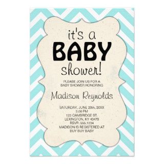 Light Blue Chevron Baby Shower Invitation
