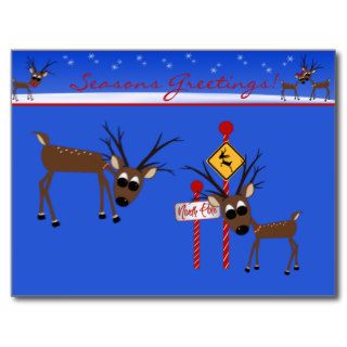Reindeer Crossing Postcard