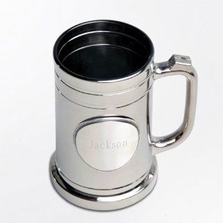 Personalized Gunmetal Beer Mug with Pewter Medallion   Personalized Metal Beer Mug