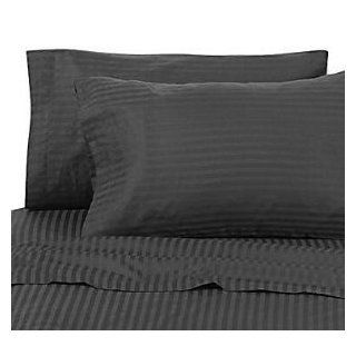 Wrinkle Free Damask Stripes Black Queen size Microfiber sheet set, deep pocket, 95gsm, 100% Microfiber.   Pillowcase And Sheet Sets