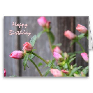 Rustic Floral Birthday, Flowers Against Wood Fence Card