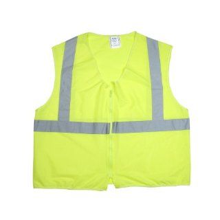 Mutual 84900 Polyester ANSI Class 2 Non Durable Flame Retardant Solid Vest with 2" FR Reflective Tapes, Large, Lime Safety Vests