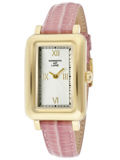 Womens Gold & Pink Leather Watch by Kenneth Jay Lane
