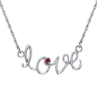 Sterling Silver Love Simulated Birthstone Necklace by ArtCarved® (1