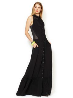 Silk Mesh Inset Belted Maxi Dress by Lamb