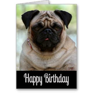 Happy Birthday Pug Puppy Dog Black Greeting Card