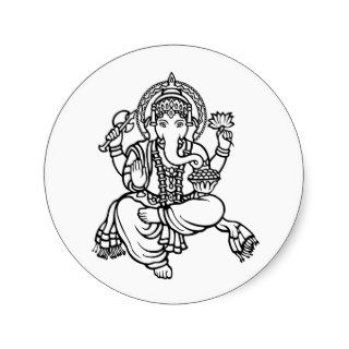 Ganesh ~ Hindu Buddhist Deities Round Sticker