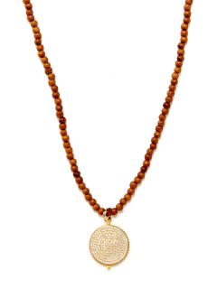 Sandalwood Bead & Round Pendant Necklace by Mary Louise Designs