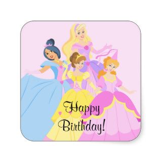 Royal Princess Girls Happy Birthday Square Sticker