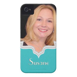 Turquoise frame girly photo iPhone template custom iPhone 4 Case Mate Cases