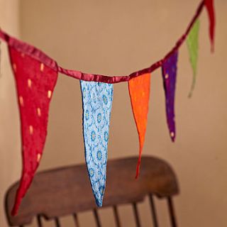 fair trade recycled sari bunting by paper high