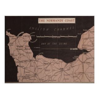 WWII Print   The Normandy Coast Map