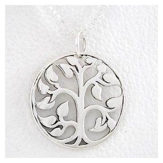 Round Cut Out Design Tree of Life Pendant in Sterling Silver on a 16" box chain, #8458 Taos Trading Jewelry Jewelry