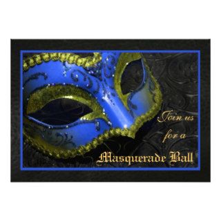 Blue Mask Masquerade Ball Halloween Invitation