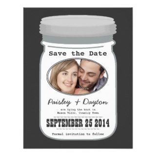 Mason Jar Couple Photo Save the Date Custom Announcement